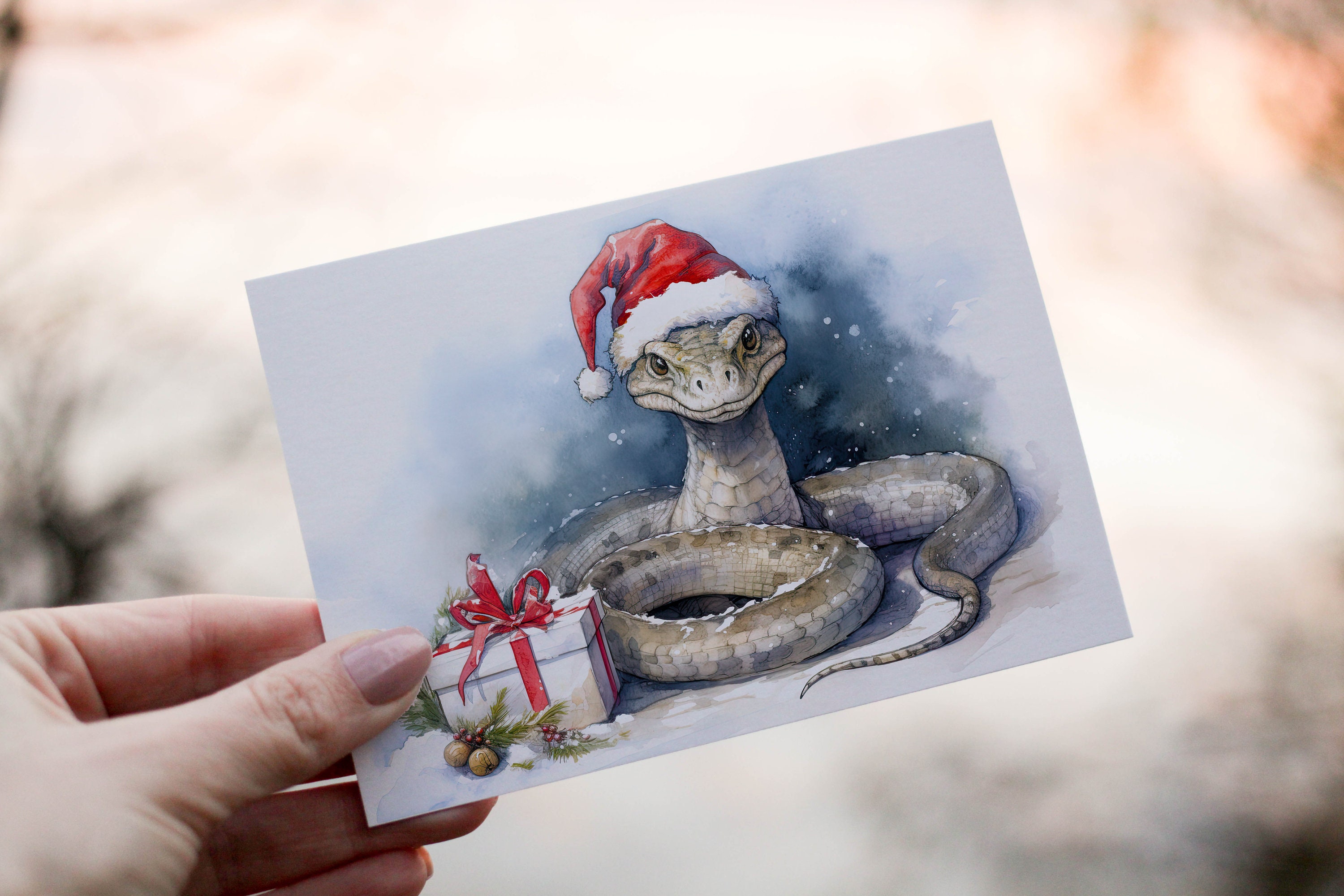 Christmas Snake Art Print Digital Download C00004 - Etsy