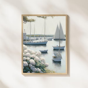 Sailboats and Sunsets Painting | Coastal Landscape Art (Printable Download)
