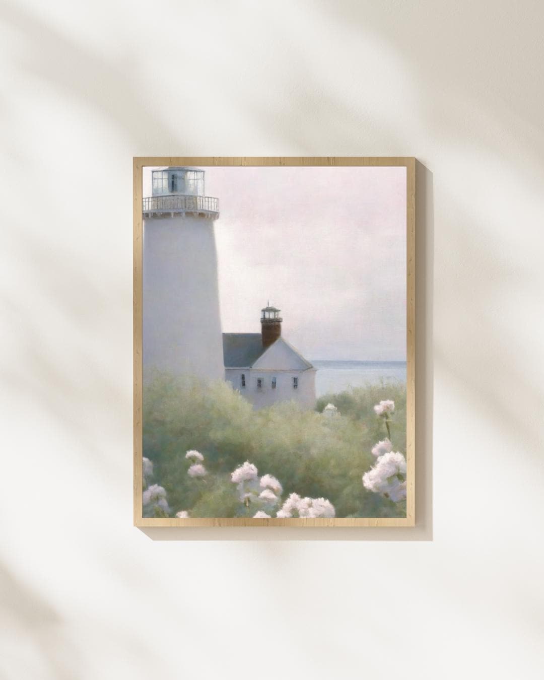 Lighthouse Soft Summer Lighthouse Painting | Soft Coastal Landscape PRINTABLE (digital ...