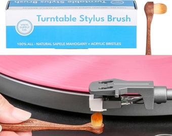 Vinyl Supply Co. Record Turntable Stylus Cleaner- 100% All-Natural Sapele Mahogany Wood - Anti-Static Turntable Needle Brush Cleaner