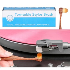 Vinyl Supply Co. Record Turntable Stylus Cleaner- 100% All-Natural Sapele Mahogany Wood - Anti-Static Turntable Needle Brush Cleaner