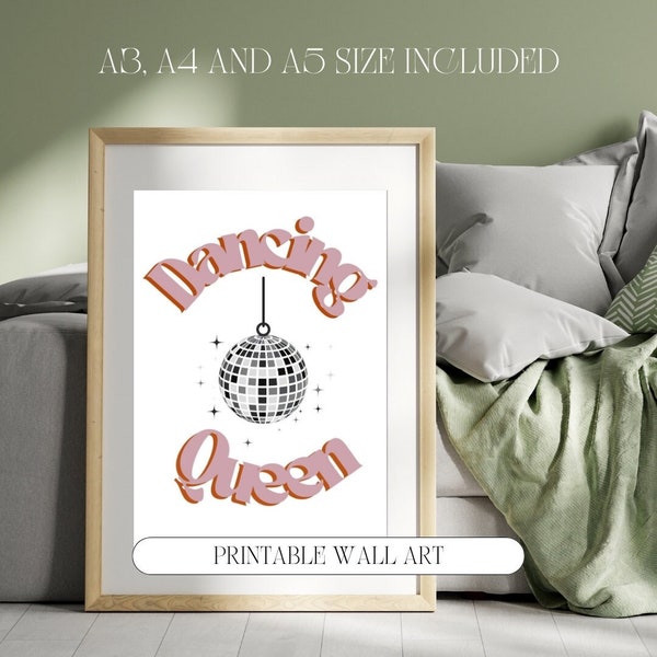 Dancing Queen A3/A4 ABBA Wall Art | Instant download | Stylish and contemporary wall print |