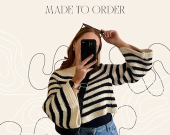 Striped crochet jumper | Custom sizing | Personalised crochet garment | Made to order | Stylish pattern | Handmade jumper | Knitted sweater