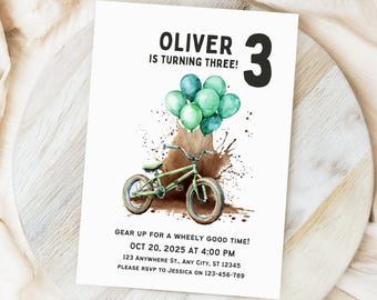 Bike Party Invitation Boy, Mountain Bike Party Invite, Dirt Bike Party BMX Birthday Invitation BMX Bike Birthday Mountain Bike Birthday