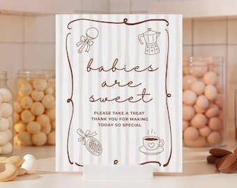 Editable Baby Shower Sweets Table Sign, Canva Template, Printable Candy Bar Sign, Babies Are Sweet Treat Table Decor, Instant Download