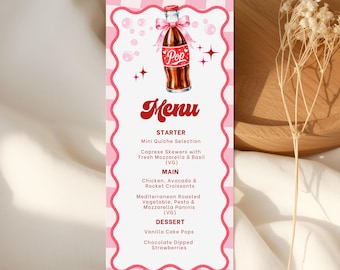 Editable Baby Shower Menu Template, She's Ready to Pop Menu Sign, Pink Soda Pop Baby Shower Decor, Printable Menu, Instant Digital Download