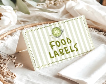 Editable Matcha Baby Shower Food Labels Template, Baby We Love You So Matcha Buffet Tent Cards, Printable Canva Food Place Cards
