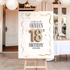 18th Birthday Welcome Sign Template, Editable Welcome Sign, Elegant Eighteen Birthday Poster, Modern Milestone Decor