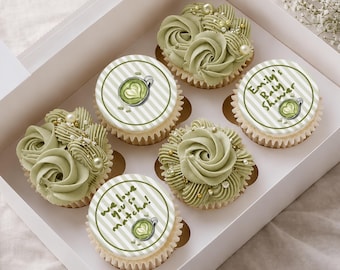 Matcha Baby Shower Cupcake Toppers, Printable Canva Cupcake Picks, Editable Baby Shower Cupcake Decorations, Instant Download