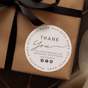 Business Thank You Sticker, Round Box Seal Sticker Label, Order Packaging Stickers, DIY Package Seal,  Editable Packaging Labels, Canva
