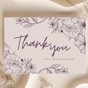 Editable Business Thank You Card, Small Business Thank You Card Template, Printable Thank You Card, Thanks Your Purchase