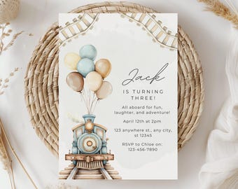 Editable Train Birthday Invitation Template, Toy Train Invitation Two Two Birthday Invitation Birthday Printable Boys Birthday Invite