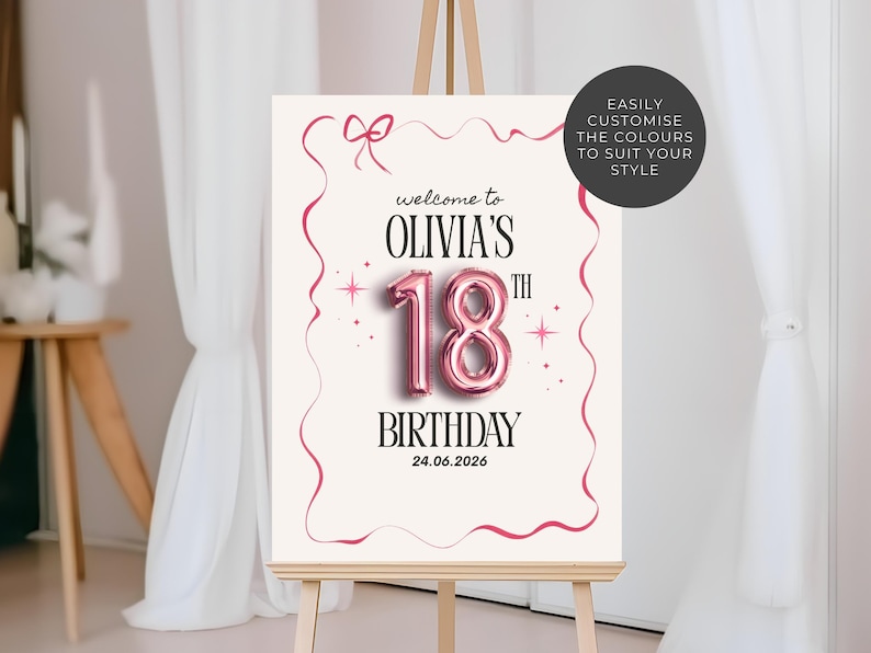 18th Birthday Welcome Sign Template, Editable Welcome Sign, Elegant ...