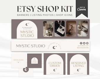 Banner per negozi Etsy, modelli di kit per negozi Etsy, banner per negozi Etsy, bundle per il branding di negozi Etsy, modello per banner Canva Etsy, decorazioni per il branding del negozio