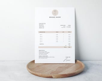 Invoice Template Minimalist Business Invoice, Small Business Template, Modern Boho Client Invoice, Editable Template, Services Invoice