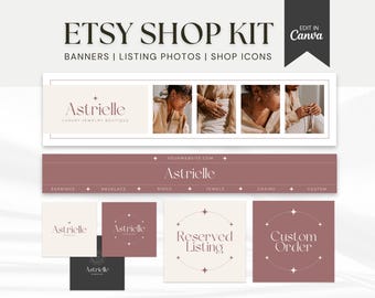 Banner per negozi Etsy, modelli per kit per negozi Etsy, banner per negozi Etsy, bundle per il branding di negozi Etsy, banner Canva per Etsy, modelli Canva, branding di gioielli
