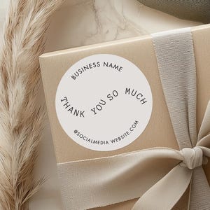 Business Thank You Sticker, Round Box Seal Sticker Label, Order Packaging Stickers, DIY Package Seal,  Editable Packaging Labels, Canva
