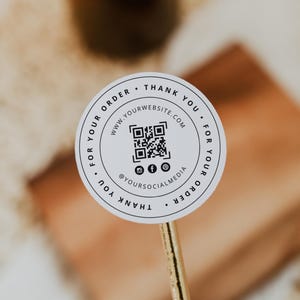 Business Thank You Sticker, Round Box Seal Sticker Label, Order Packaging Stickers, DIY Package Seal,  Editable Packaging Labels, Canva