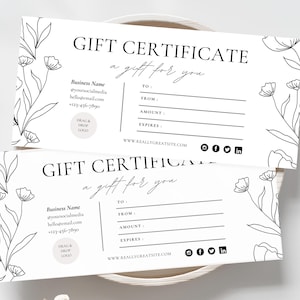 Modèle de chèque-cadeau, chèque-cadeau imprimable DIY, carte-cadeau modifiable, chèque-cadeau de spa, modèle canva