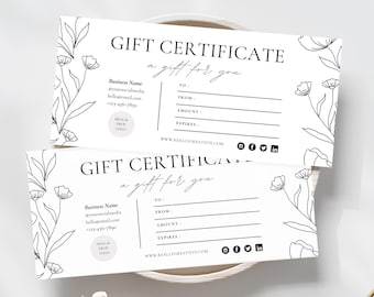 Gift Certificate Template, DIY Printable Gift Voucher Certificate, Editable Gift Card, Spa Gift Certificate, Canva Template