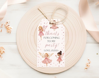 Editable Fairy Favor Tags, Magical Birthday Thank You Labels, Enchanted Gift Tags, Fairy Garden Party Printable, Pastel Fairy Template