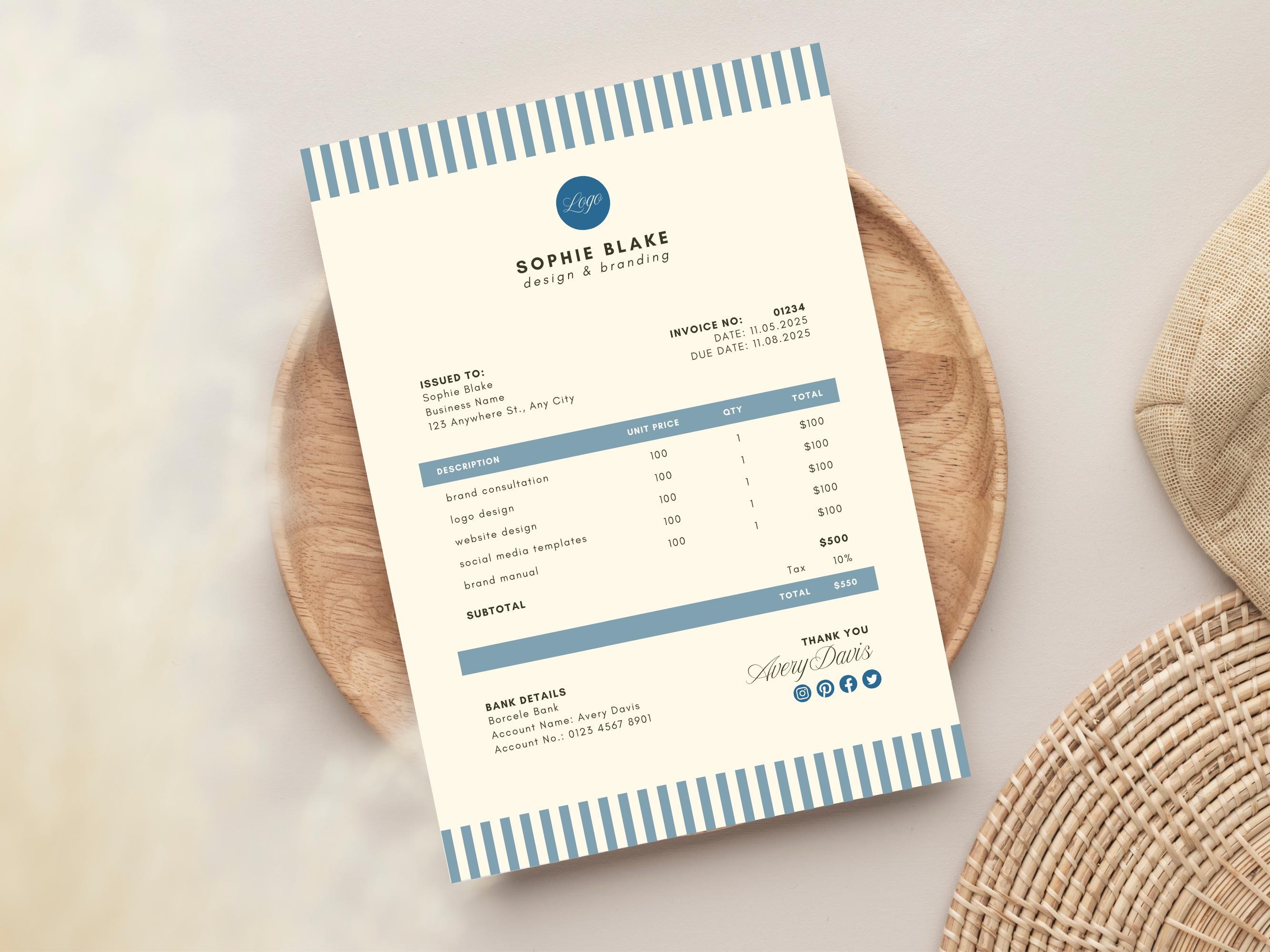 Stripe Example Invoice Invoice Template Minimalist Business Invoice, Small Business Template ...