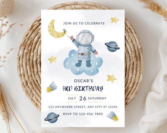 Editable Space Birthday Invitation, Outer Space Party Invite, Blast Off Galaxy Theme, Boy Birthday Invitation, Digital Printable Template