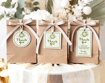 Printable Matcha Baby Shower Favor Tags, Thank You Gift Tags, Editable Canva Thank You Labels, Baby Shower Party Favors, Instant Download