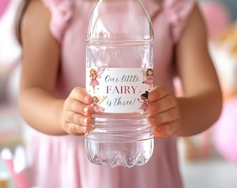 Editable Fairy Water Bottle Labels, Pink Fairy Birthday Party Decor, Printable Magical Party Wrapper, Girls Birthday Label Template