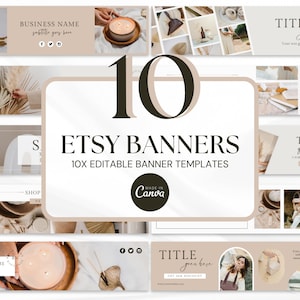 Etsy Shop Banners Etsy Shop Kit Templates Etsy Store Banner Etsy Shop Branding Etsy Canva Banners Canva Templates Beige