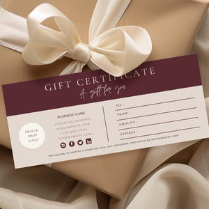 Gift Certificate Template, Printable Gift Voucher, Editable Gift Certificate, Gift Card Spa Gift Voucher Salon, Modern Certificate, Canva