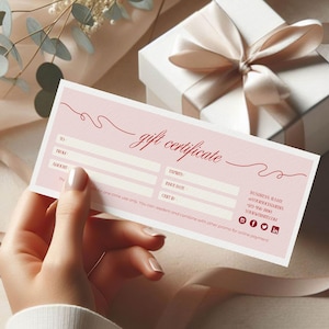 Gift Certificate Template, Printable Gift Voucher, Editable Gift Certificate, Gift Card Spa Gift Voucher Salon, Modern Certificate, Canva