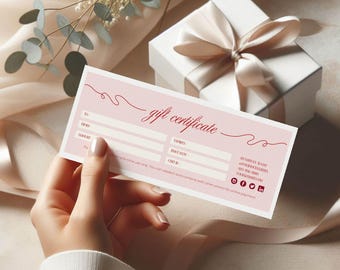 Gift Certificate Template, Printable Gift Voucher, Editable Gift Certificate, Gift Card Spa Gift Voucher Salon, Modern Certificate, Canva