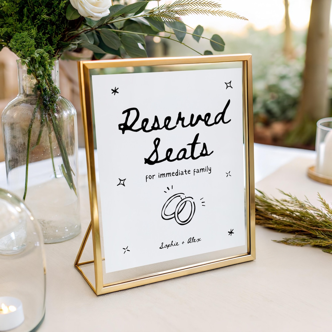 Wedding Reserved Seating Sign, Editable Wedding Sign Template ...