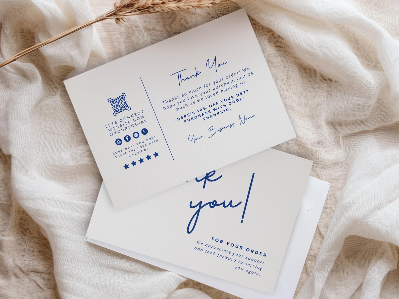 Printable Luxury Thank You Card Template, Small Business Thanks for ...