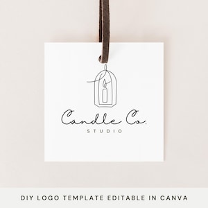Editable Logo Design Candle Store, DIY Circle Logo, Classy Logo Template, Modern Neutral Logo, Simple Logo, Black and White Name Logo