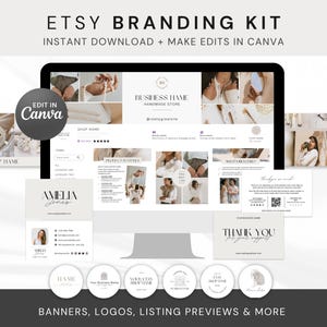 Etsy Shop Banners Etsy Shop Kit Templates Etsy Store Banner Etsy Shop Branding Bundle Etsy Canva Banners Canva Templates Minimalistic White
