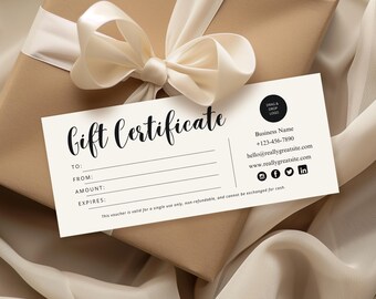 Gift Certificate Template With Logo, DIY Gift Voucher Printable, Editable Gift Card, Printable Beauty Gift Certificate, Canva Template