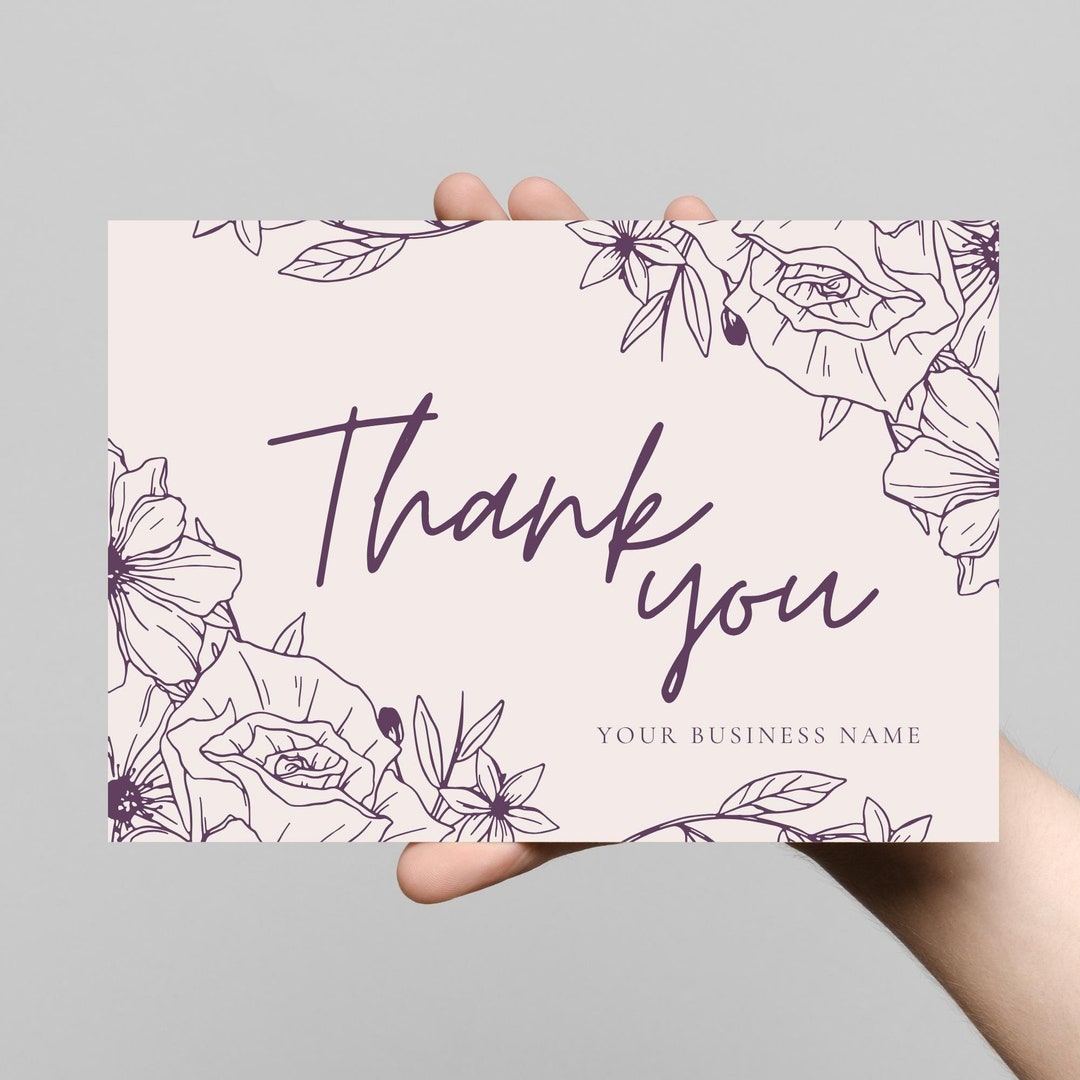 Editable Business Thank You Card Thanks for Your Purchase Card, Small ...