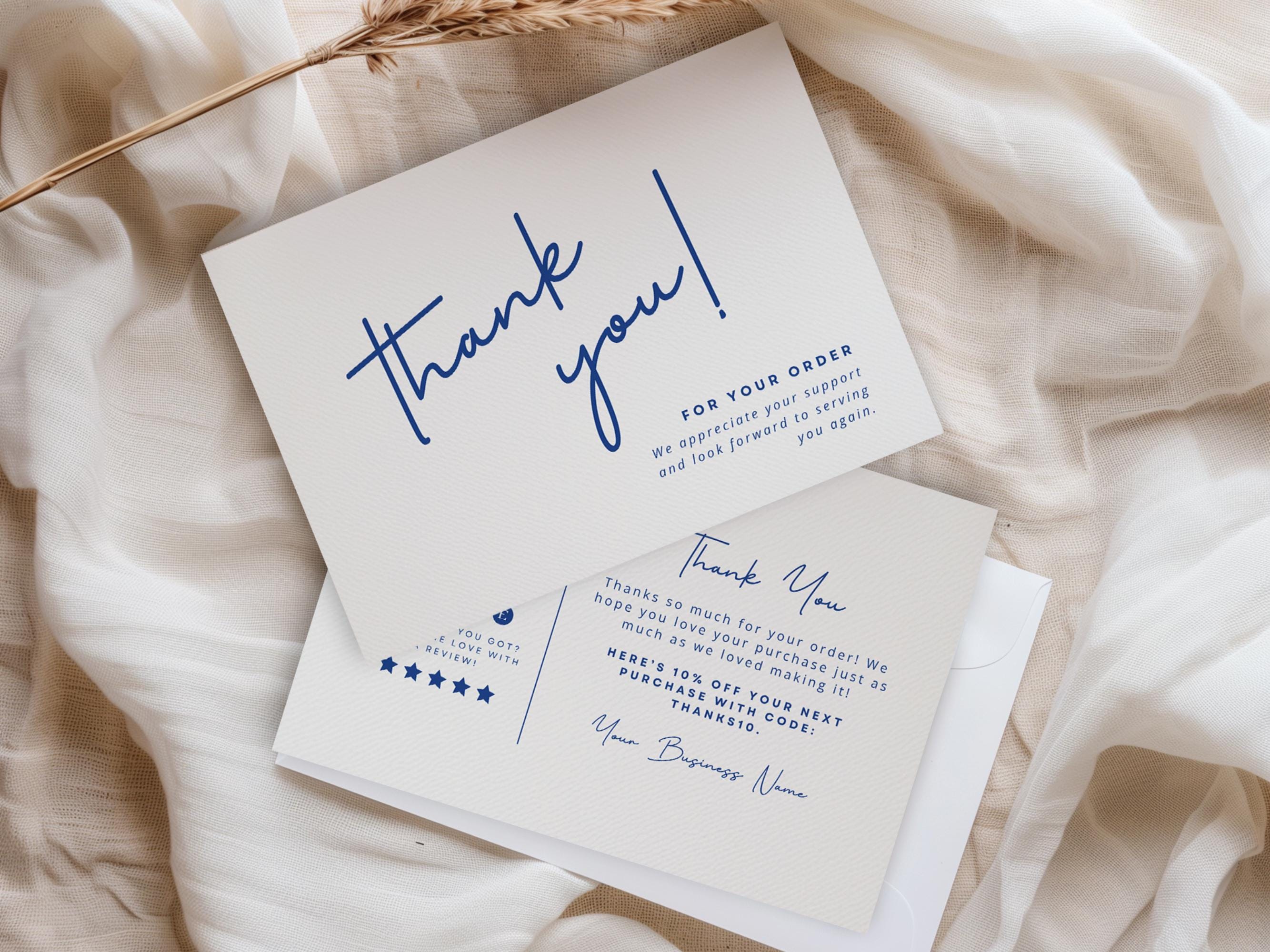 Printable Luxury Thank You Card Template, Small Business Thanks for ...