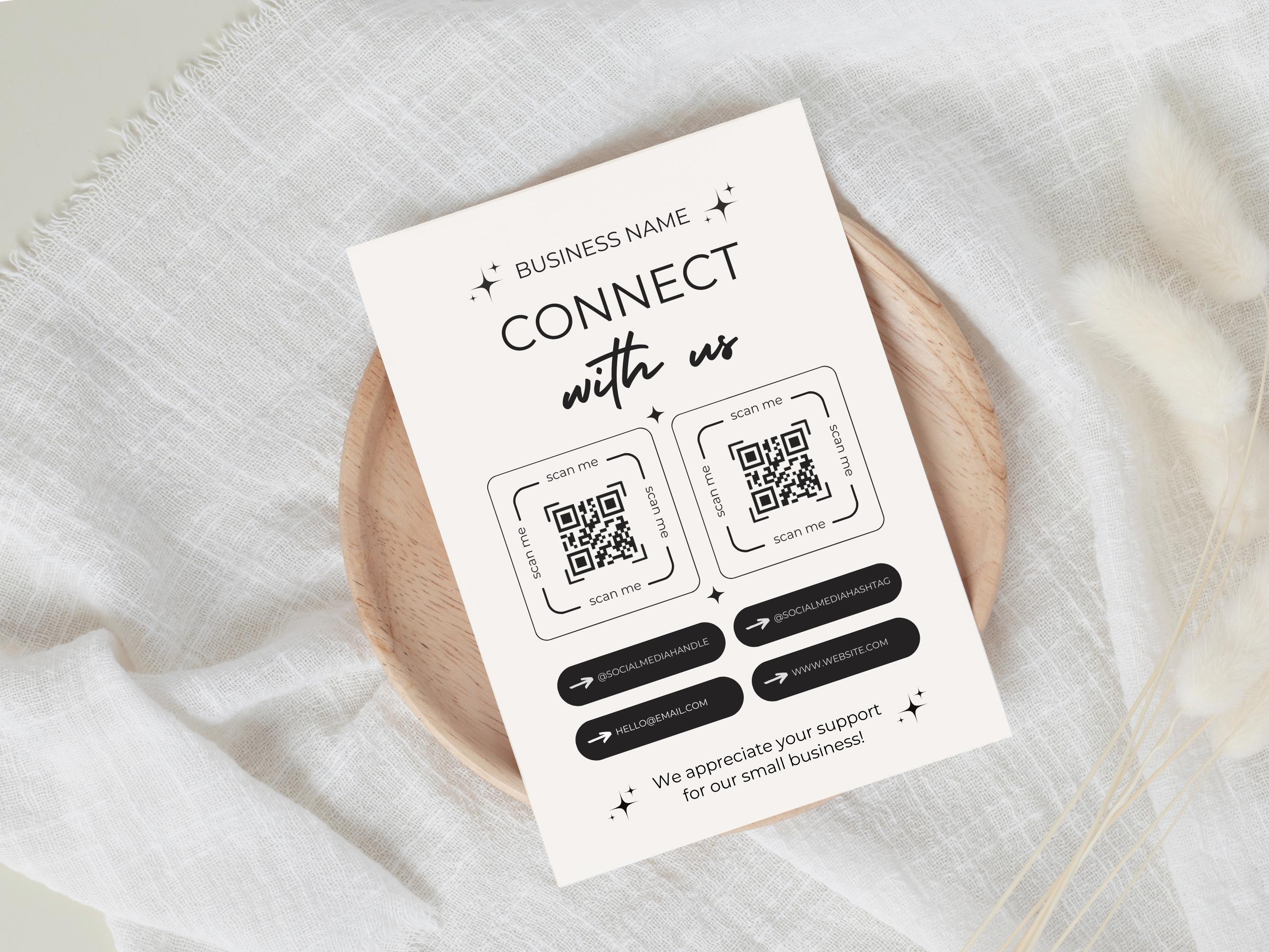 Social Media Sign Template, Small Business Sign Template, Social Media Business Sign QR Code Sign, DIY Instagram Facebook Follow Us Sign