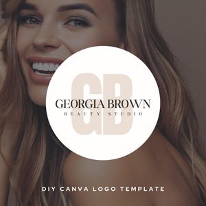Editable Logo Design, DIY Canva Beauty Logo, Minimalist Neutral Logo, Simple Elegant Round Logo, Instant Download, Beauty Logo Kit