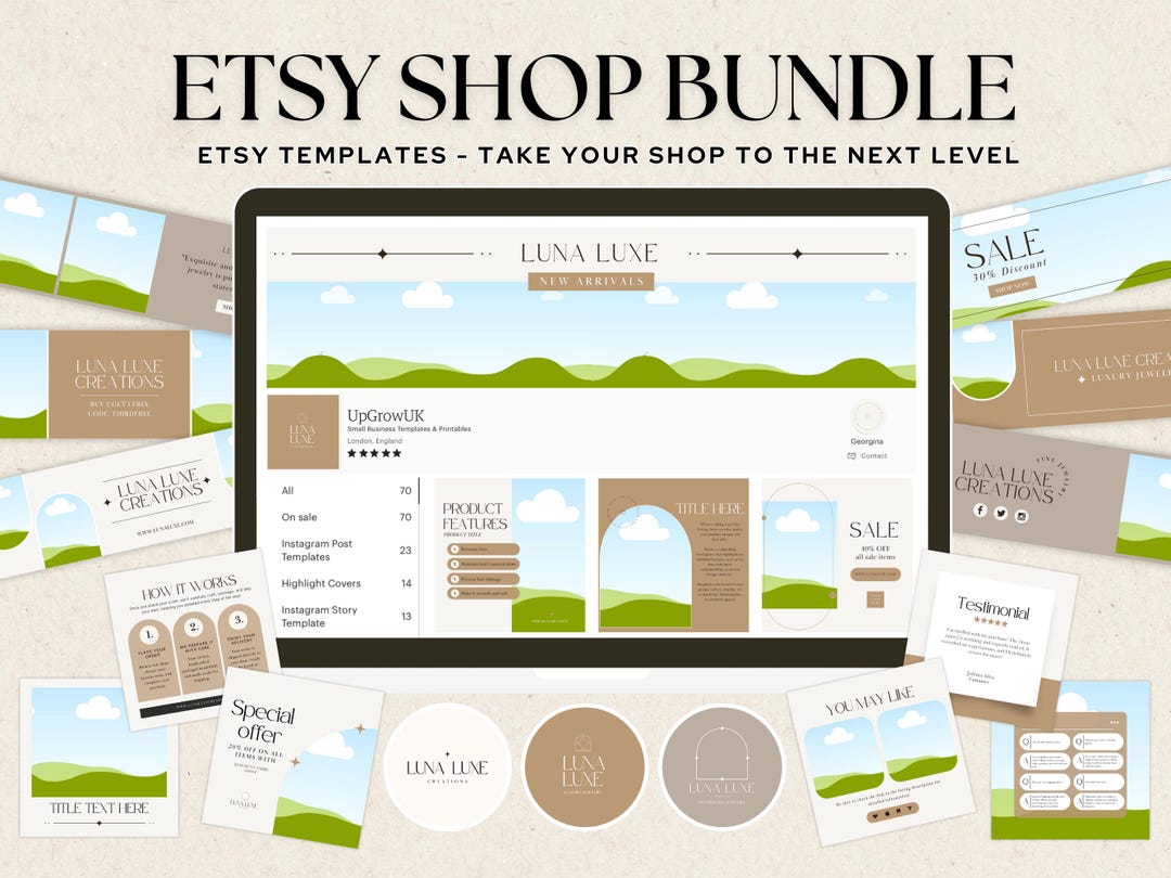 Etsy Listing Templates Aesthetic Neutral, Mockup Template, Etsy Shop Branding Kit, Etsy Banner ...