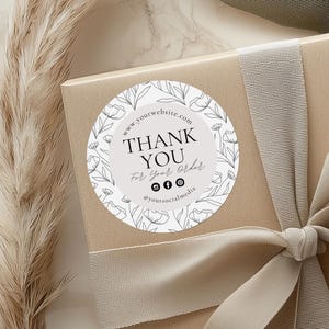 Business Thank You Sticker, Round Box Seal Sticker Label, Order Packaging Stickers, DIY Package Seal,  Editable Packaging Labels, Canva