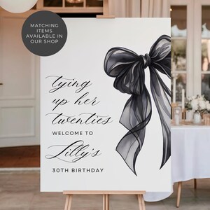 Invito per il 30° compleanno di Shes Thing up her Twenties, invito con fiocco nero, invito per il 30° compleanno, compleanno Coquette, download immediato immagine 10