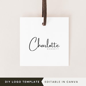 Editable Logo Design, DIY Circle Logo, Classy Logo Template, Modern Neutral Logo, Simple Logo, Instant Download, Black and White Name Logo