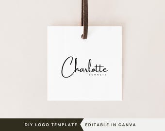 Editable Logo Design, DIY Circle Logo, Classy Logo Template, Modern Neutral Logo, Simple Logo, Instant Download, Black and White Name Logo
