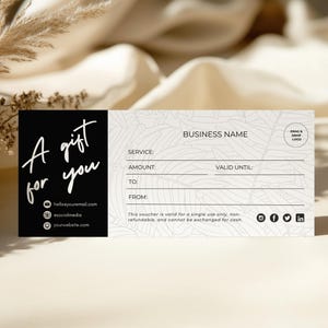 Gift Certificate Template With Logo, DIY Gift Voucher Printable, Editable Gift Card, Printable Beauty Gift Certificate, Canva Template