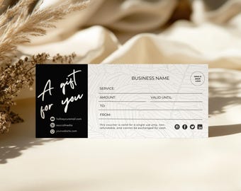 Gift Certificate Template With Logo, DIY Gift Voucher Printable, Editable Gift Card, Printable Beauty Gift Certificate, Canva Template