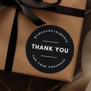 Business Thank You Sticker, Round Box Seal Sticker Label, Order Packaging Stickers, DIY Package Seal,  Editable Packaging Labels, Canva